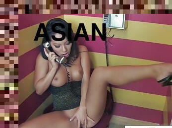 Asa Akira In Gets Hot And Horny On The Phone