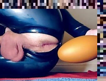 amatør, anal, tenåring, leke, tysk, dildo, fetisj, latex, alene, gigant