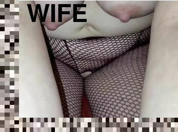 Slave wife rides her favorite toy while sucking dick and begging for cum.