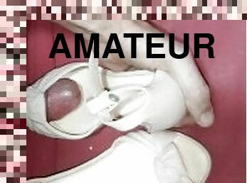 amatör, cumshot, tonåring, fötter, pov, sprut, ensam, footrunk, kuk