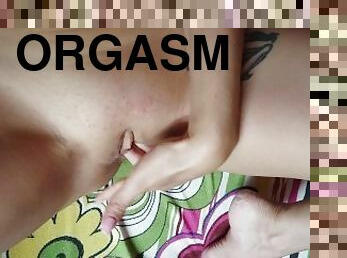 She took off her white bra and shorts, rubbed her tits and clit and pussy got orgasm