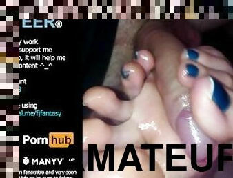 amateur, pieds, point-de-vue, ejaculation, branlette-avec-les-pieds, orteils