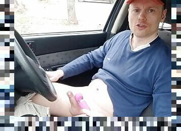 LanaTuls - First Time Magic Wand Testing in the Car with Cumshot