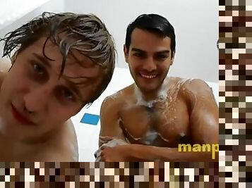 Sexy Giant Gay Boyfriends in the Shower - Sebastian Cums - Elis Ataxxx - Manpuppy