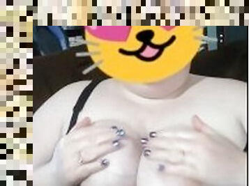 Bbw redhead plays with tits