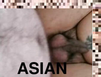 Uncut white cock barebacking asian bottom