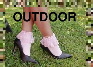 High Heels And Frilly Socks Dangling Outdoor