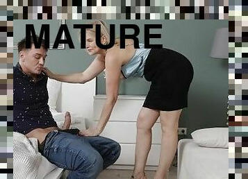MATURE4K. Wanker is caught by tutor who only wants his dick in the pussy