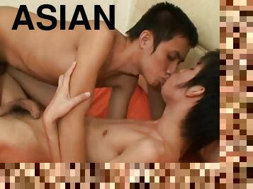 Pissing Asian ass fucked doggy style by best twink