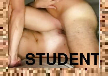 fisse-pussy, skolepige, student, amatør, creampie, par, sperm, italiensk