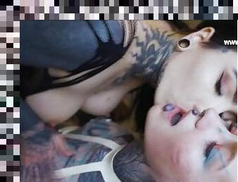 Tattoo lesbian anal strap on fun with Anuskatzz and Nux Vomica - Filmed by: Lily Lu for: Z-filmz