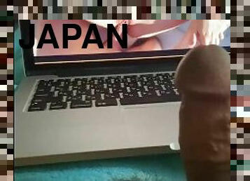 onani, amatør, stor-pikk, japansk, handjob, alene, virkelig, pikk