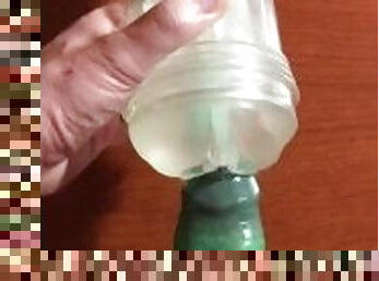 Fleshlight ice fuck with colored condom cum fill