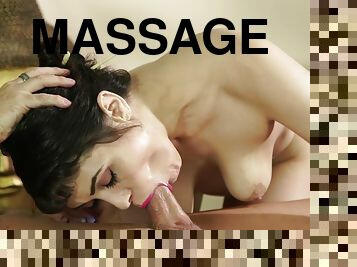 Massage Room Fuck. Sexy Audrey Makes A Big Cock Release Cum