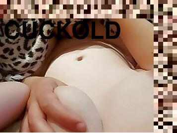 cuckold cleaning out my lovers cum from my wet pussy