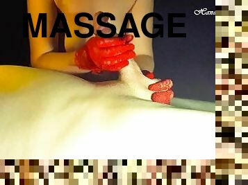 Happy ending massage at home, balls emptied.