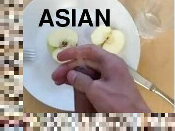 Asian boy on a healthy cum diet