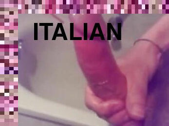 onani, amatør, cumshot, stor-pikk, handjob, cum, italiensk, alene, pikk