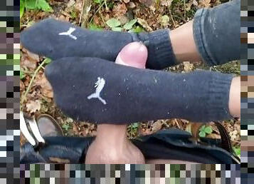 DIRTY Surprise SOCKJOB while Hiking. Naughty Teen ???? - Puma Socks (outdoors, in public)