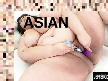 asiatisk, rumpe, store-pupper, feit, svær, onani, leke, bbw, naturlig, dildo