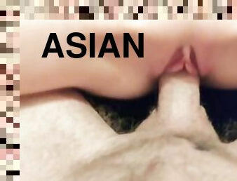 Asian girl masturbates and fucks with a guy