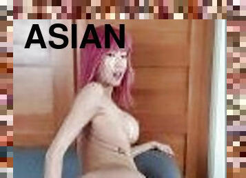 asiatisk, storatuttar, masturbation, fitta-pussy, amatör, japansk, stripp, dildo, oskyldig, exhibitionist