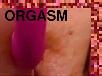 masturbation, orgasm, fitta-pussy, kvinnligt-sprut, amatör, cumshot, leksak, bbw, dildo, ensam