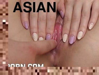 asiatisk, fitta-pussy, leksak, japansk, creampie