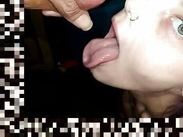 Taking a huge load on my tongue