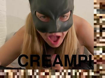 Catwoman Makes Nice Creampie After Hot Blowjob And Cock Ride Amateur High Heels Long Gloves Fetish