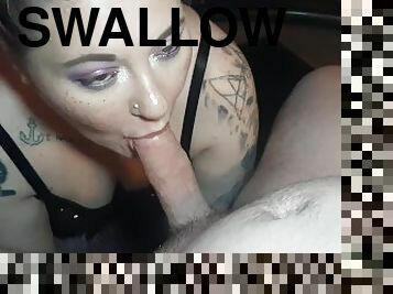 Swallow his cock while I beg for it in my ass
