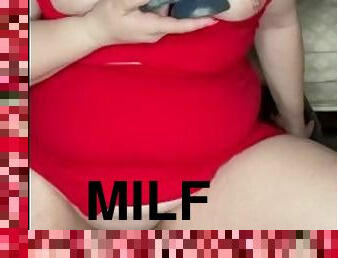 Red Hot Milf with Big Blue Dildo