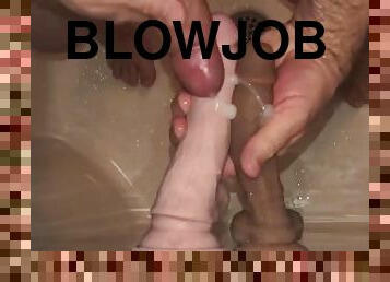 Cum Covered Dildos For My Mouth During Shower Masturbation