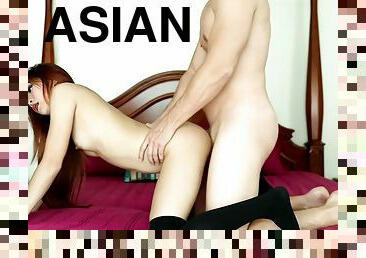 asiatisk, interracial, strømper-stockings, thai, amerikansk, prostituert, liten, pikk, små-pupper