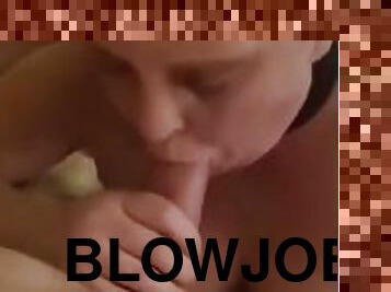 Redhead gives blowjob