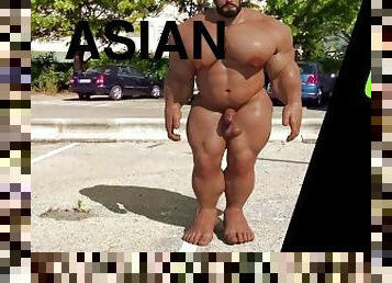 asiatisk, offentlig, homofil, alene, muskuløs