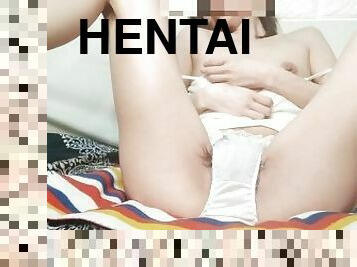 asiatisk, onani, kone, amatør, moden, milf, japans, ægtemand, hentai