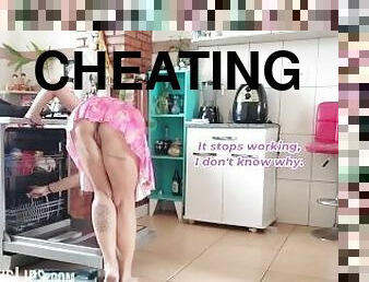 Cheating Hotwife fucked by the plumber, horny MILF seducting the guy