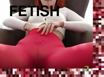 Sheryl X - Red-haired cutie in red pantyhose is engaged in dirty games