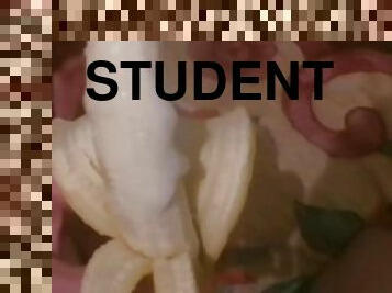 masturbation, student, amatör, ensam, banan, kuk