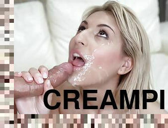 amatör, samling, creampie, sprut, oral