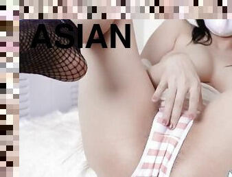 asiatisk, store-pupper, orgasme, pussy, squirt, student, japansk, strømper-stockings, strømper, søt