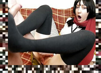 Mikasa Vs Irene: Hungry Girl Attack! Footjob