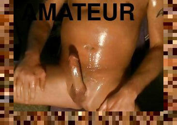 Oiled stroking with cummy mess finish