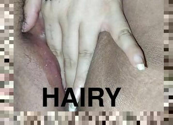 My hard clit and hairy gushy pussy after making myself cum twice