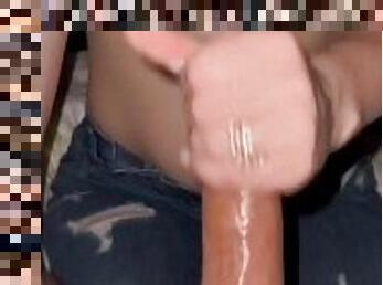 gigantisk, fru, amatör, avsugning, avrunkning, creampie, sprut, tight, oral, jeans