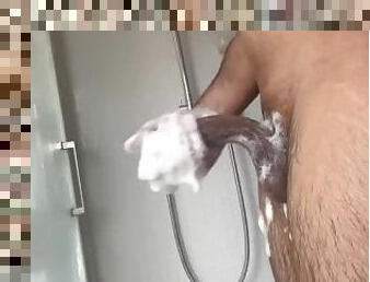 Soapy big cock wanking