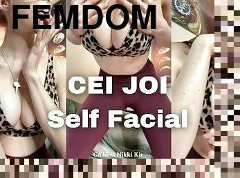 CUM ON YOUR FACE! Self Facial CEI JOI Edging Cum Eating Instructions by FemDom Goddess Nikki Kit