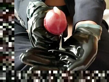 Latex Handjob POV Business or Pleasure? His Suit Gets Drenched In Cum During Paris Trip Wank