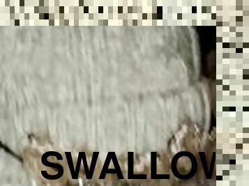 Watch me swallow and throat fuck 8in dildo